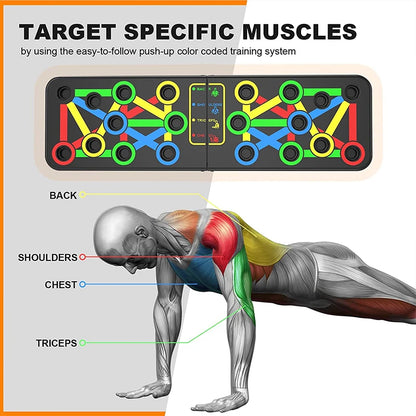 Folding Push-Up Board Chest Expansion Adult Multi-Mode Adjustable with Chest Abdomen Back Partition Core Muscle Exerciser